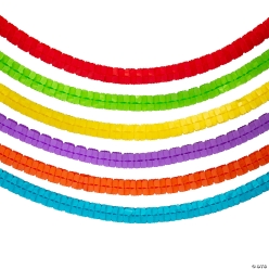 Rainbow Colour Tissue 9 Foot Garlands - 6Pk